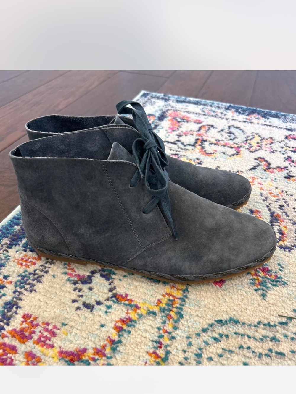 Aetrex Charcoal Gray Suede Lace-Up Ankle Booties